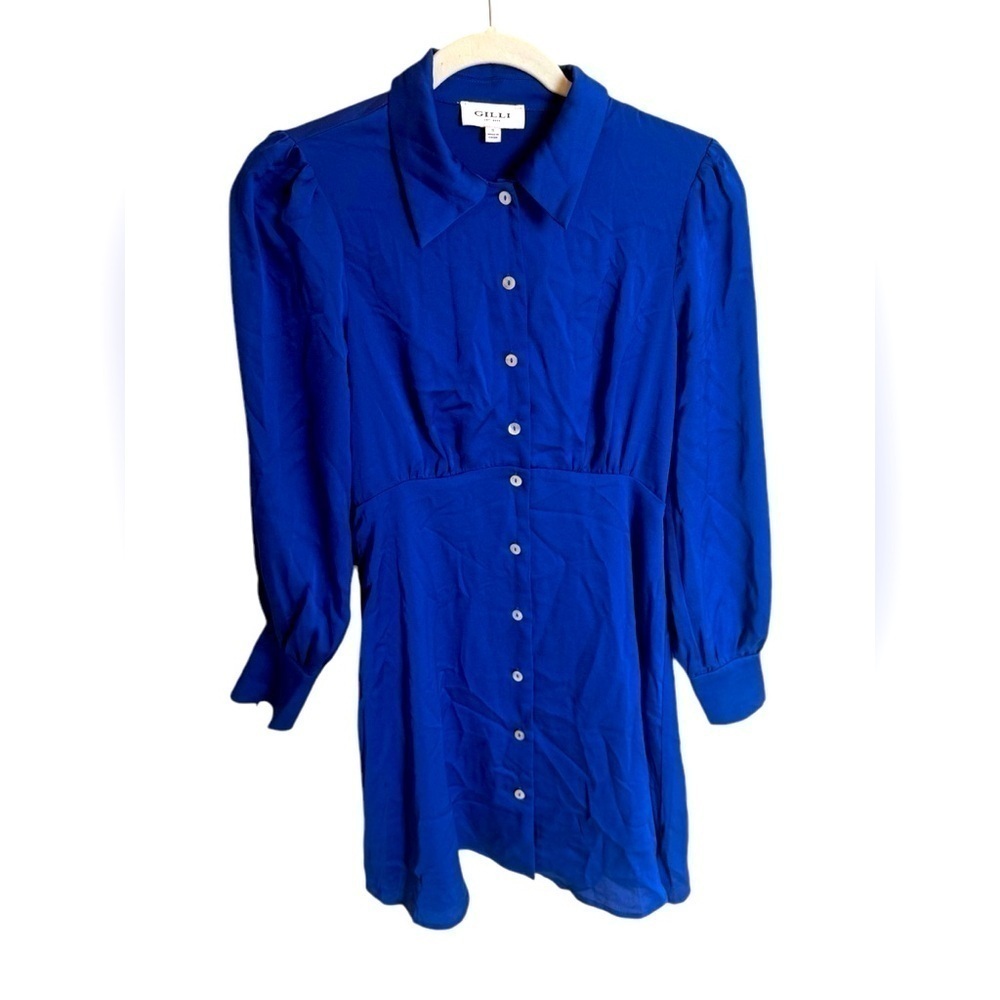 Gilli Women’s Royal Blue Button Down Dress Long Sleeve Professional Size Small